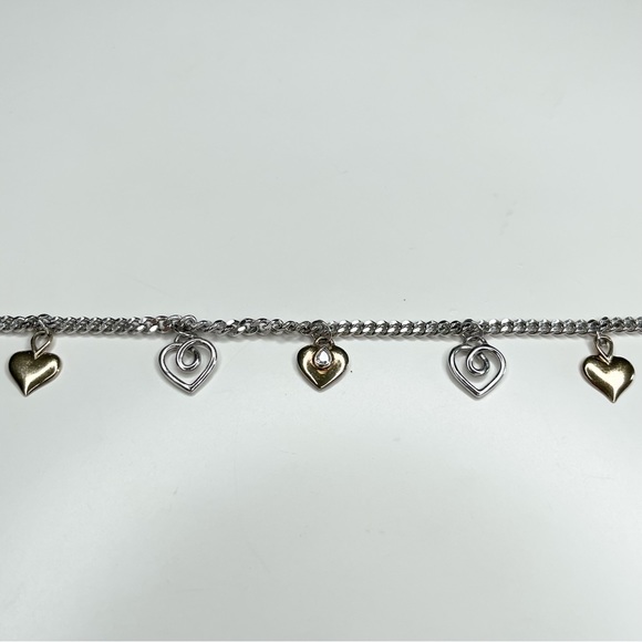 Sterling Sillver Charm Bracelet with Two-tone Hearts - Picture 2 of 4